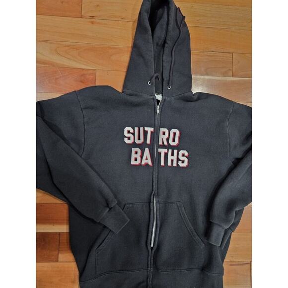 SUTRO BATHS Hoodie Zip Up Size M Y2K 2000s San Francisco Vintage Stitched - Picture 1 of 5